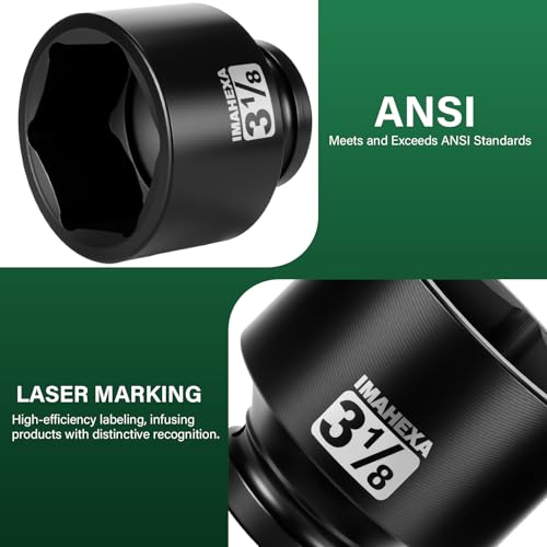 1" Drive Shallow Impact Socket,3-1/8 Inch SAE Jumbo Socket,CR-MO 6 Point for Easy Removal of Large Axle Nut（SAE) - size: 1 Inch Shallow3-1/8", style: 1"Drive Shallow Impact Socket