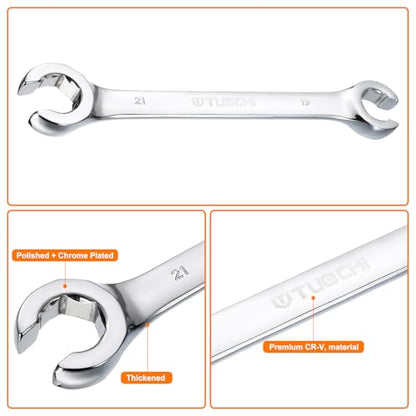 HARFINGTON Flare Nut Metric Wrench 19mm x 21mm CR-V Mirror Polished Chrome Plating Metric Wrench for DIY Hand-making Automotive Repairs and Household Maintenance - size: 19mm x 21mm