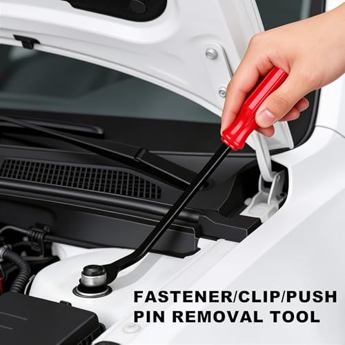EldHus 5 Pcs Car Trim Removal Tool Kit Upholstery Tools, Auto Clip Removal Pry Tool for Door Dash Dashboard Panel Fastener Remover, Push Pin Puller Body Repair Tools, Red - color: red