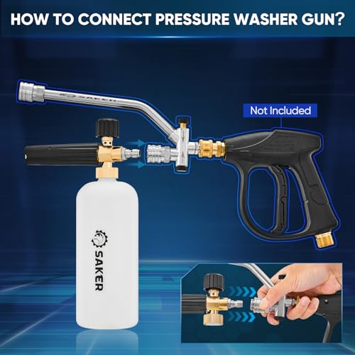 Saker Foam Cannon, 1/4 Inch Quick Connect, Power Washer Foam Cannon with 5 Pressure Washer Nozzles - size: Foam Cannon with 5 Pressure Washer Nozzles