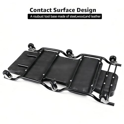 BESTOOL Mechanic's Creeper, 44inch Garage Creeper, 6 Sturdy Casters, Metal Frame Floor Creeper, 450LBS Capacity, Low Profile Design, Headrest,Black - color: Black-Metal frame, size: 44in