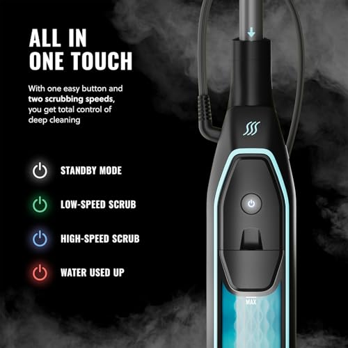 PurSteam ScrubMaster Steam Mop with Dual Scrubbing Head and LED Lights | Dual Scrubbing Head | LED Headlights | Adjustable Steam Control | Anti-Slip Swivel Head | Cable Holder | Upright Lock - size: Small