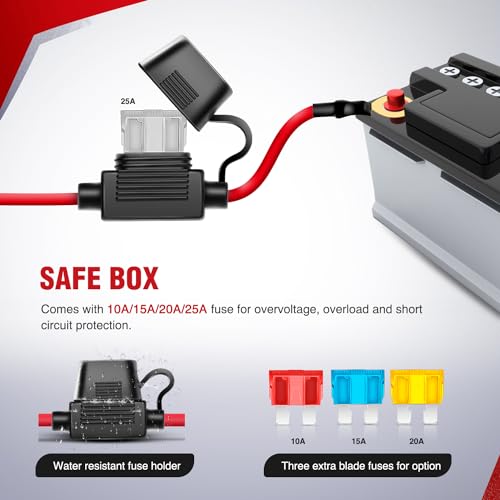 Nilight - 10015W - NI-WA 09 LED Light Bar Wiring Harness Kit 14AWG Heavy Duty 12V 5Pin Rocker Switch Laser On off Waterproof Switch Power Relay Blade Fuse-2 Leads,2 Years Warranty - color: 14AWG Wiring Harness -2 Leads