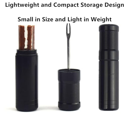 Tubeless Bike Tire Repair Kits for Road Bicycle and Mountain Bike MTB Tires | 1 Repair Tool and 7 Bacon Strips | Includes Storage Canister Plugger Tool with Plugs