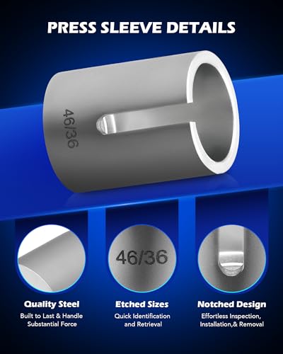 OMT Bushing Press Kit, 27pc Pull and Press Sleeve Kit, Bushing Removal Tool | Durable AISI 1045 Steel, Quick Seal Insertion, with 22 Press Sleeves & 5 Pulling Spindles, for LCV/HGV Vehicles - color: Black