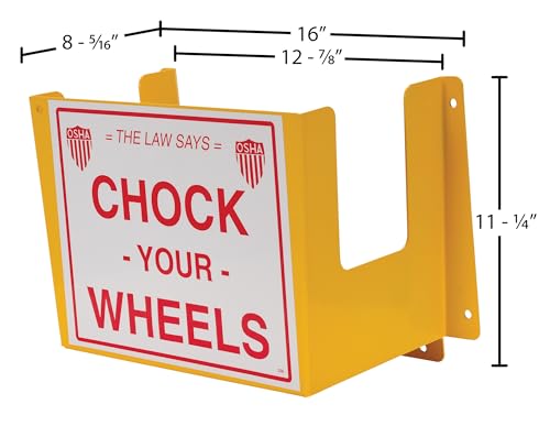 Vestil WC-H-R Steel Wheel Chock Holder 6 Mounting Holes 40 Lb. Capacity Yellow