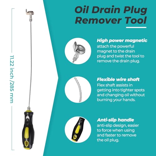 Strong Magnetic Oil Drain Plug Remover Tool & Flexible Oil Funnel Reusable | LitKiwi Essential Oil Change Tools for The Auto Mechanic,for Oil Darin Plug Removal,Oil Draining and Oil Filling