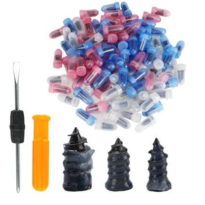 Tire Plug Screws Kit Tire Repair Rubber Studs with Screwdriver 3 Size Mending Nail Plugs Tyre Repair 100 Pieces - size: 3 size 100pieces