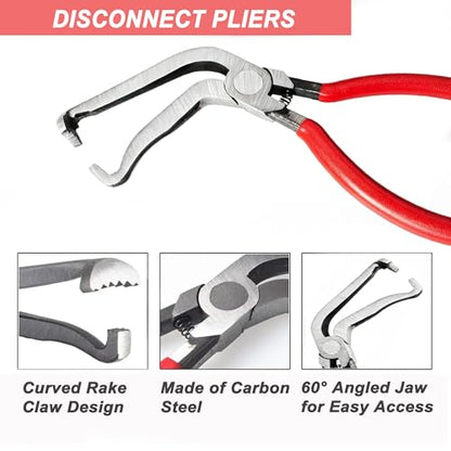 5Pcs Automotive Electrical Disconnect Pliers Kit, Connector & Removal Tool | Hose Clamp Pliers, Wire Terminal Remover, 60° Angled Separator and Trim Clip Tool for Wire Harness & Plugs with Storage Case