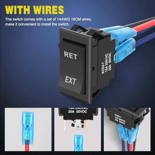 Nilight RET EXT Reverse Polarity Toggle Switches 2PCS On Off On DPDT 3 Position 12VDC Motor Control Power Jack Leveling Momentary DPDT 4Pin 20A Switch w/Jumper Wire for Tongue Trailer - color: 2PCS Momentary EXT RET Switch