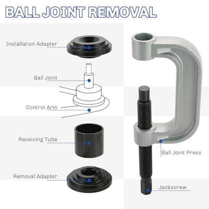 Heavy Duty Ball Joint Press and U Joint Removal Tool Kit | Ball Joint Separator Tool for U Joint and Brake Anchor Pin Tools, for 2WD and 4WD Cars and Light Trucks