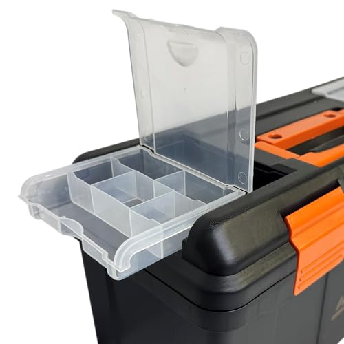 Homak Plastic Tool Box with Tray and Dividers, Black, 22 Inches | With Tray, With Dividers - size: 22-Inch