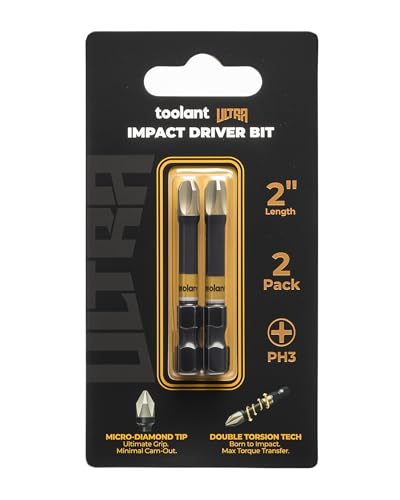 toolant Phillips Impact Screwdriver Bit Set 2 Inch PH3, 2 Pack Magnetic Anti Slip CNC Machined Tips Impact Steel X2 Driver Bit Set for Impact Driver - color: 2 Pack, size: 2in, PH3
