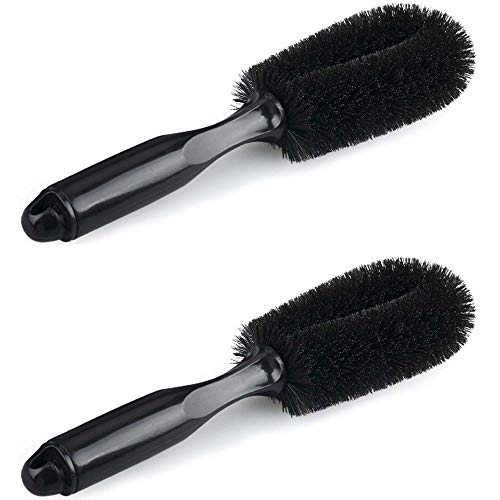 Car Wheel Brush Super Soft Tire Cleaner Car Accessories with Handle Cleaning Kit Brush Detailing Cleaning Brush(Black)