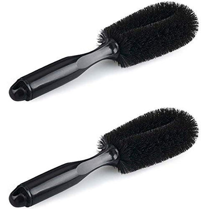 Car Wheel Brush Super Soft Tire Cleaner Car Accessories with Handle Cleaning Kit Brush Detailing Cleaning Brush(Black)