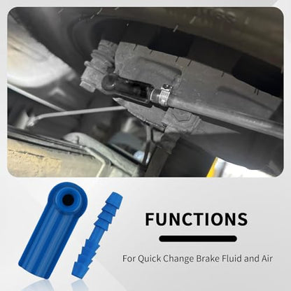 5PCS Brake Bleeder Kit Connector,Brake Fluid Bleeder Kit Bleeding Adapter Joint for Quick Brake Fluid/Air Changes,Brake Bleeder Hose Connector Fit Brake Bleeder Bottle,Vacuum Brake Bleeder (Blue) - color: Blue