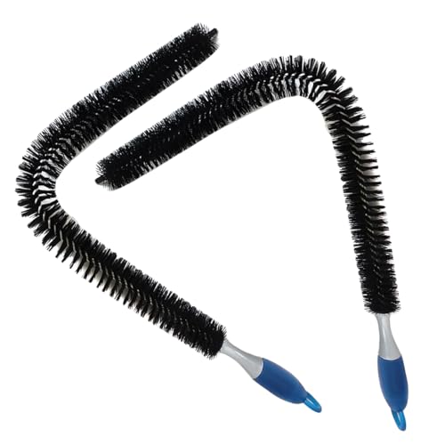 Car Engine Cleaning Brush with Long Handle, Flexible Hard Bristle Auto Detailing Brushes Kit with Hanging Hole, Bendable Car Wash Brush for Radiator Dryer Vent/Refrigerator Coil (2PCS) - size: 2PCS