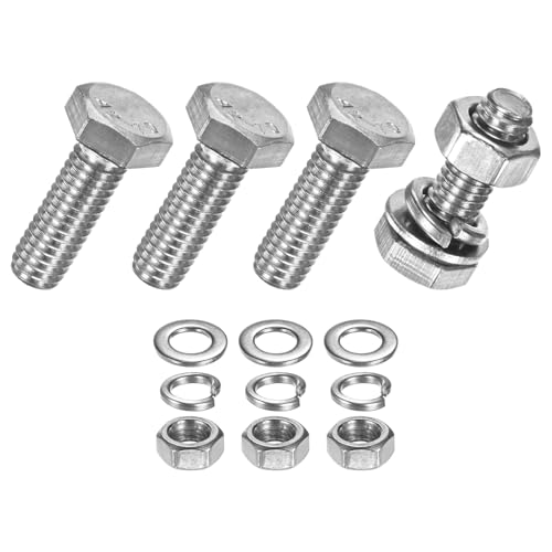 M METERXITY 4-Pack Hex Head Screw Bolt with Nuts Flat & Lock Washers M6x18mm Stainless Steel Bolts and Nuts Kit Fully Threaded Metric Bolt Assortment for Equipment/Machinery - size: M6 x 18mm