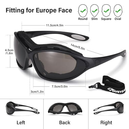 SAFEYEAR Anti Fog Safety Glasses- SG002 Clear Scratch Resistant Work Glasses No-Slip Safety Goggles Lab Grinding Chemistry - color: Smoke Lens