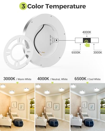 hepside 1PACK LED Flush Mount Ceiling Light, 3000K-4000K-6500K & 100W Equivalent Modern Kitchen Recessed Ceiling Lamp 15W 1500Lm 7 Inch for Bathroom Closet Laundry Bedroom - color: Brushed Nickel, size: 7Inch-1pack