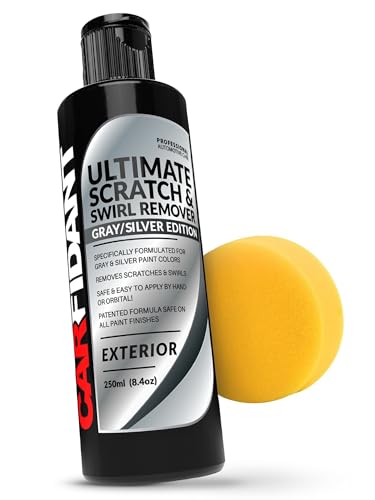 Carfidant Gray and Silver Scratch and Swirl Remover Kit, Car Scratch Remover for Deep Scratches with Buffer Pad, Rubbing Compound for Cars, 8.4 fl. Oz.