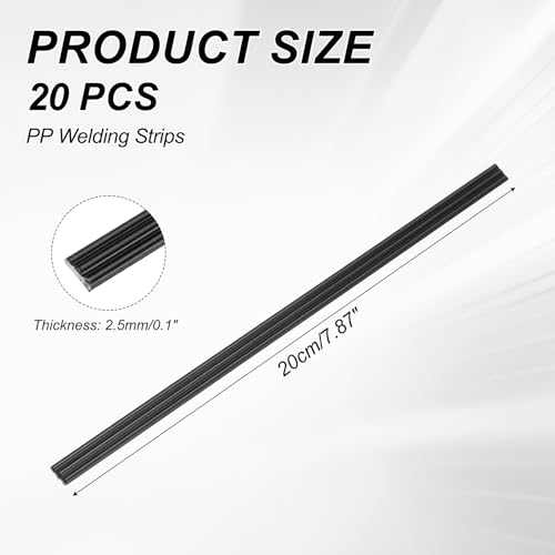 MECCANIXITY 20pcs Plastic Welding Rods, 8 Inch PP Welding Strips 1/4" for Plastic Welder Soldering Tool Kit, Kayak Repair, Car Bumper, Black - size: 8 Inch x 1/4"