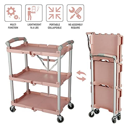 Olympia Tools 89-350 Pack-N-Roll Folding Collapsible Service Cart, 150LB Capacity, Rose - color: Rose, size: 150LB