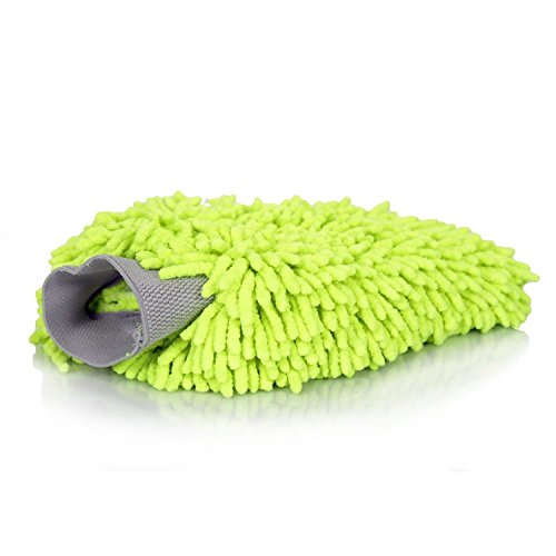 Set of 3 - Dafna Chenille Microfiber Premium Scratch-Free Wash Mitts Green
