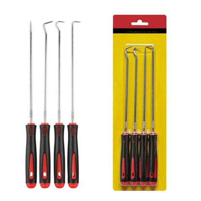 4 Pcs Automotive Pick Tool Set for Car Auto Oil Seal, Precision Steel Removal Kit with Ergonomic Non-Slip Grips for Car Engine, Transmission Seal, Gasket, O-Ring Repair, Maintenance - color: Long