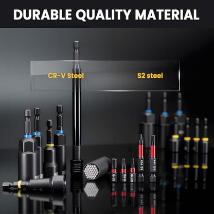 80-Piece Magnetic Impact Nut Driver Set, Metric & SAE Impact Sockets & S2 Bits, with Socket Adapters, Bit Holder, Chrome Vanadium Steel