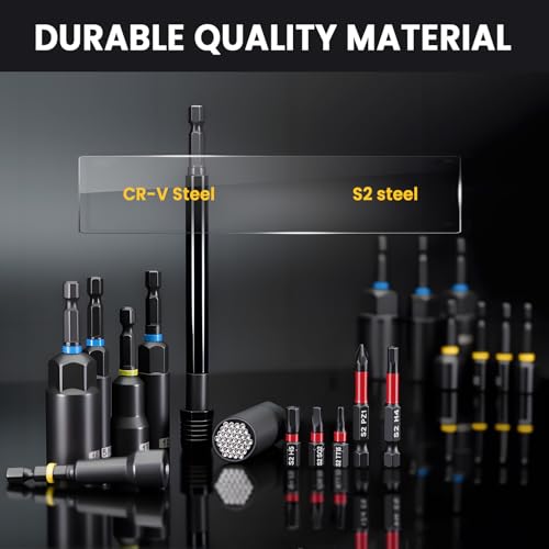 86-Piece Magnetic Impact Nut Driver Set, Deep Impact Sockets & S2 Bits, Chrome Vanadium Steel, Full Metric & SAE Range for Impact Drivers & Drills