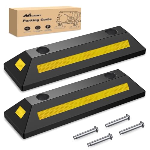 Nilight Parking Curb - Heavy Duty Rubber Garage Driveway Car Wheel Stopper Parking Aid Block Gadgets, 2-Pack - size: 22" 2-PACK