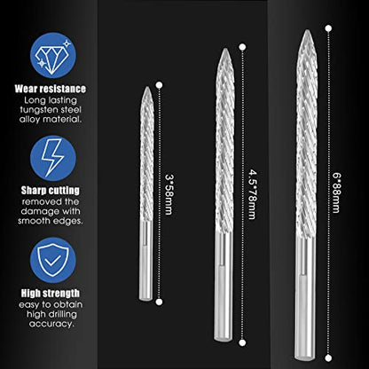 Tallew 3 Pack Tire Reamer Drill Bit Multi Sizes Tire Repair Carbide Burr Drill Bit Patches Plug Cutters Wire Cutter Carbon Steel Reamer Repair Tools (3,4.5,6 mm) - size: 3,4.5,6 mm
