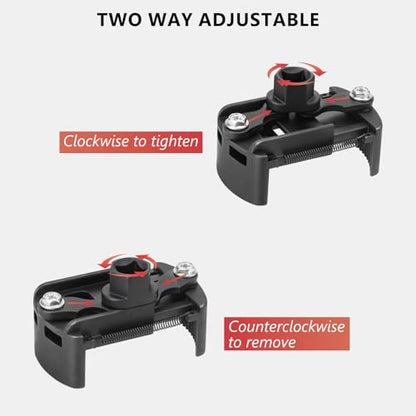 Adjustable Oil Filter Wrench 2-3/8 to 3-1/8 inch(60-80mm) | Universal Oil Filter Removal Tool 1/2'' Drive Fits Small & Medium-sized Spin-on Filters, UTVs, JetSkis - size: 60-80mm
