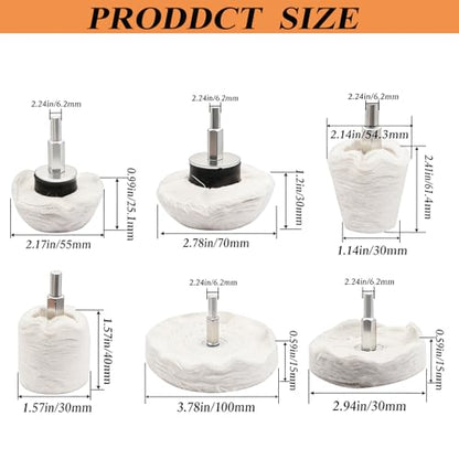 6PCS Buffing Wheel for Drill, Multi-Specification Aluminum Wheel Polishing Kit,Buffing Pads for Buffing & Polishing Metal, Wood, Ceramic, Stainless Steel, and Glass - size: 6pcs