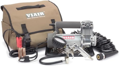 VIAIR 400P - 40045, Automatic Function Portable Compressor Kit, Tire Pump, Truck/SUV Tire Inflator, Silver, For up to 35 Inch Tires - style: Portable