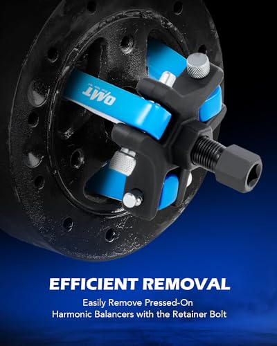 OMT Harmonic Balancer Puller Kit for Removing Harmonic Dampers & Balancers | Adjustable 3-Jaw Puller Pulley Puller Set Compatible with Chevy GM Chrysler Cadillac Ford, Blue - color: Blue