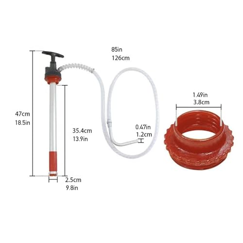 Manual Liquid Pump, Fluid Transfer Pump, Portable Oil Hand Pump for Fuel Removal, Push Suction Pump Extractor for 5 Gallon(20L) Bucket with 50 in Hose and Nozzle
