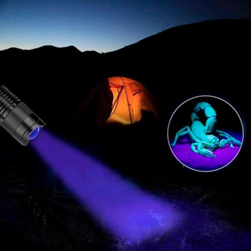 HQRP Powerful 365nm 3 Watt LED Flashlight Blacklight for Rocks, Stones, Illumination, Detection of Uranium, Vaseline, Depression Glass, Gems and Mineral Hunting