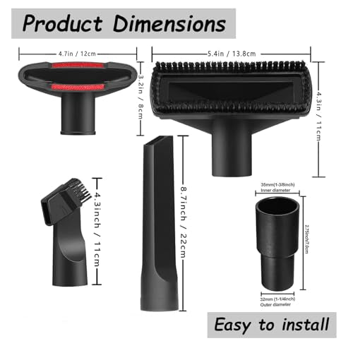 9 Pcs Universal Shop Vac Accessories Kit 1 1/4 inch & 1 3/8 inch Shop Vac Attachments with Wet Dry Plastic Vacuum Hose Adapter Extension tube for Vacuum Cleaners Accessories