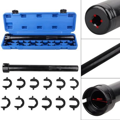DAYUAN 13Pcs Inner Tie Rod Wrench Kit Installer Remover Tool Kit | Efficient Tie Rod Removal , 12 Crowfoot Adapters，29-42mm & 1-3/16"-1-1/2"，Forged Steel，1/2" Drive，Storage Case - size: 13Pcs-Blue
