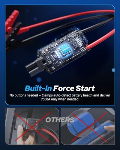 AUTOONE M4 Jump Starter 8000A Car Battery Jumper Starter Portable, 12V Jump Pack (All Gas/12L Diesel) Jump Box for Car Battery with Built-in Booster, Storage Case, LED Light, Jumper Cables - size: 8000A