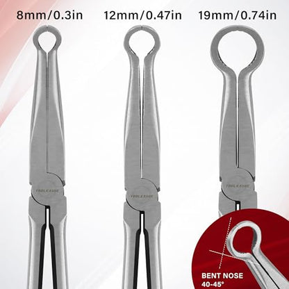 TOOLEAGUE 3Pcs Extra Long Hose Gripper Pliers Set, 11" Long Reach Pliers,5/16-Inch, 1/2-Inch, 3/4-Inch Dia,O-shape Tip Craft Repairing Tool,Offset Spark Plug Boot Removal Tool - size: 3pcs,11"