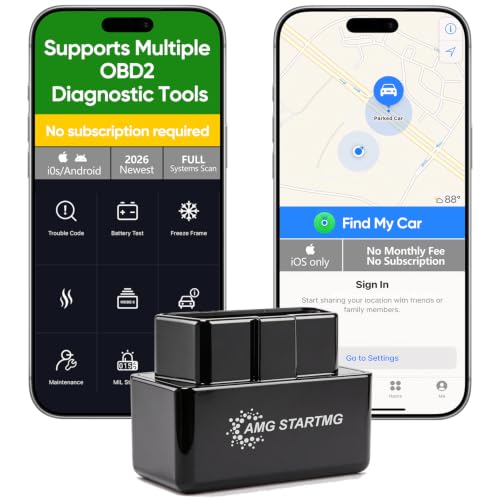 Car Fault Diagnosis&Location 2-in-1/Bluetooth OBD2 Car Scanner & Code Reader with Find M Tracker for iPhone iOS Android - No Monthly Fee, 7000+ Faults for Vehicles 1996 & Newer（Locator for iOS only - color: black
