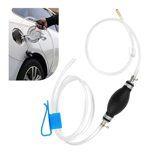 Gas Siphon Pump for Gasoline with 6.5Ft Fuel Siphon Hose,Enlarged Caliber Gas Syphon Hand Pump for Oil,Water,Professional Fuel Siphons Pumps Kit with Clip,Extension Nozzle