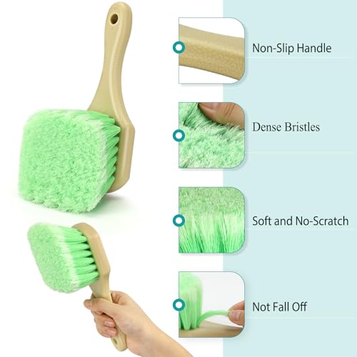 Fitosy Wheel Rim & Tire Brush Set, Soft & Stiff Bristle Wash Cleaning | Supplies Kit for Car Body Exterior Surface Carpet, Truck SUV RV Motorcycle