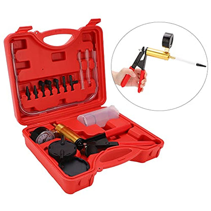 Aramox Hand Held Vacuum Pump Tester Kit for Brake Bleeding, Multi Functional Gauge with Carrying Case, Attach Hoses and Adaptors for Most Vehicles