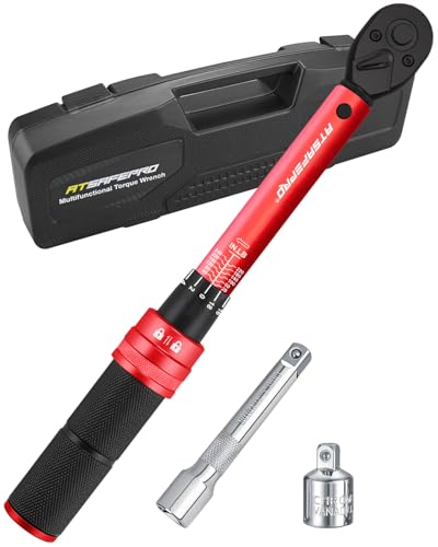 ATsafepro 3/8 torque wrench 20-240 in.lb, Inch Pound Torque Wrench Set with Extension & 3/8" to 1/4" Adapter - ±3% Accuracy, Dual-Direction 72-Tooth for Bike, Motorcycle, Car & Engine Maintenance - style: 3/8" 20-240 IN.LB Torque Wrench Set