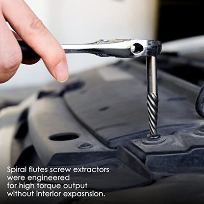 55-Piece Easy Out Screw Extractor Set with Broken Bolt Extractor Kit | for Seized, Broken Studs, Bolts, Socket Screws & Fittings, Cr-Mo Steel & HSS, with Left Hand Drill Bit Set, Storage Case