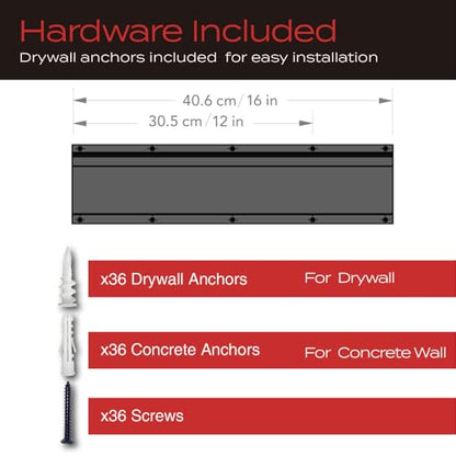VAULTON Heavy Duty Metal Slot Wall Panel Garage Organization Kit, 6 * 16inches, Wall Mounted Tool Organizer With 12 Double Hooks, Interlocking Slot Panel, 18pcs - style: 96inch 6 Panels+12 Hooks